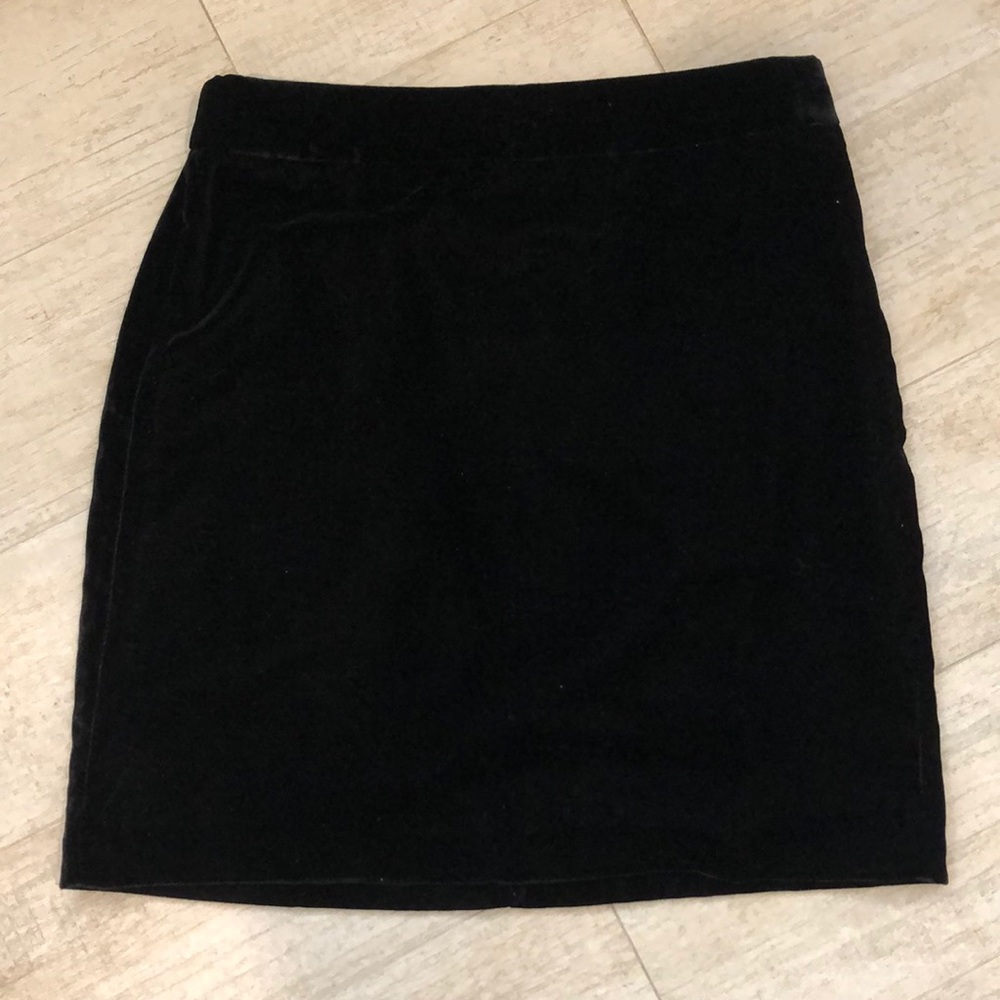 NWOT J.Crew Black Velvet Mini Skirt